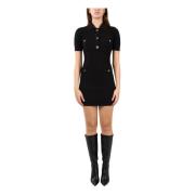 Mini gebreide jurk met knoopdetails Twinset , Black , Dames