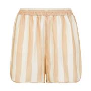 Zijden Verticaal Gestreept Patroon Broek Fendi , Beige , Dames