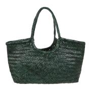 Gevlochten mandstijl kalfsleren tas Dragon Diffusion , Green , Dames