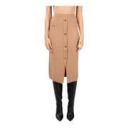 Geribbelde gebreide midi-jurk met knopen Twinset , Beige , Dames