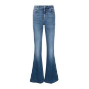 Gedistresseerde katoenen flared jeans met logo Alexander McQueen , Blu...