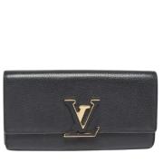 Pre-owned Leather wallets Louis Vuitton Vintage , Black , Dames