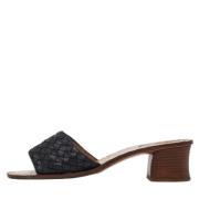 Pre-owned Leather sandals Bottega Veneta Vintage , Black , Dames