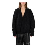 Cardigan met Strass en Raglanmouwen Laneus , Black , Dames