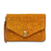 Amber Suède Clutch met Juweelsluiting Claris Virot , Brown , Dames