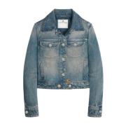 Geborduurd Denimjack met Logo Courrèges , Blue , Dames