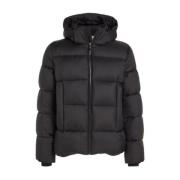 Heren Gewatteerde Hooded Puffer Jas Calvin Klein , Black , Heren