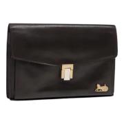 Pre-owned Leather clutches Celine Vintage , Black , Dames