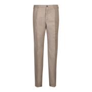 Beige Wol Tapered Fit Broek Incotex , Beige , Heren