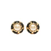 Pre-owned Metal earrings Chanel Vintage , Yellow , Dames