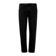 Slim Zwart Stretch Denim Jeans Incotex , Black , Heren