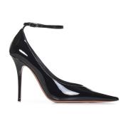 Zwarte Lakleren Enkelband Pumps Amina Muaddi , Black , Dames