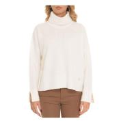 Wollen Ring Kraag Pullover met Logo Liu Jo , White , Dames