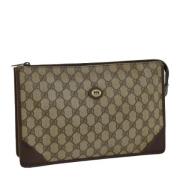 Pre-owned Leather clutches Gucci Vintage , Beige , Dames