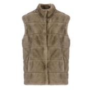 Bruine Faux Fur Vest Mouwloos Haak Betta Corradi , Brown , Dames