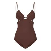 Bruine Badkleding met Vierkante Cups Nensi Dojaka , Brown , Dames