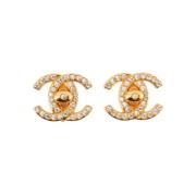 Pre-owned Fabric earrings Chanel Vintage , Yellow , Dames