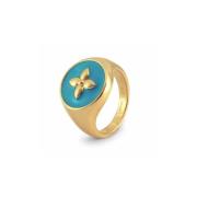 Turquoise Emaille Zegelring Cabirol , Green , Dames