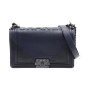 Pre-owned Leather chanel-bags Chanel Vintage , Blue , Dames