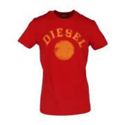 Klassiek Heren T-shirt Lente/Zomer Katoen Diesel , Red , Heren