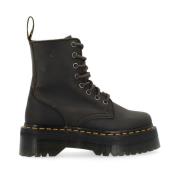 Zwarte Distressed Leren Veterschoenen Dr. Martens , Gray , Dames