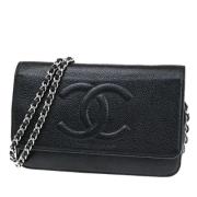 Pre-owned Leather chanel-bags Chanel Vintage , Black , Dames