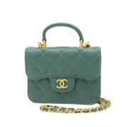 Pre-owned Leather chanel-bags Chanel Vintage , Green , Dames