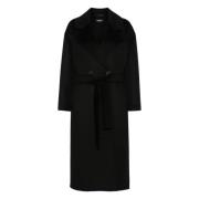 Zwarte wollen jas met dubbele rij knopen Max Mara , Black , Dames