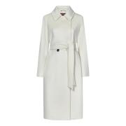 Witte Double-Breasted Wollen Jas Max Mara , White , Dames