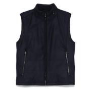 Wol Kasjmier Vest Knoopsluiting Zakken Corneliani , Blue , Heren