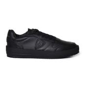 Zwarte Leren Sneakers met Rubberen Zool Philippe Model , Black , Heren