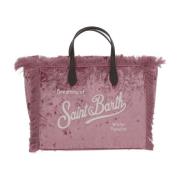 Fluwelen Tas met Franjes en Rits MC2 Saint Barth , Pink , Dames