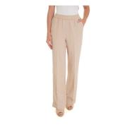 Elastische Taille Linnen Wijde Broek Liu Jo , Beige , Dames