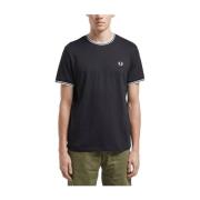 T-shirt met korte mouwen en contrastdetails Fred Perry , Black , Heren