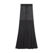 Doorschijnende Gelaagde Trompet Rok Helmut Lang , Black , Dames