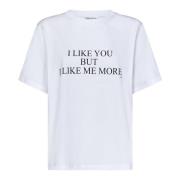 Witte Katoenen T-shirt met Chic Slogan Victoria Beckham , White , Dame...