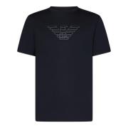 Blauw Logo Geborduurd T-shirt Emporio Armani , Blue , Heren