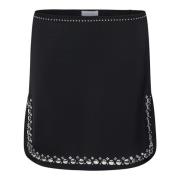 Zwarte Satijnen Minirok met Zilveren Studs Paco Rabanne , Black , Dame...