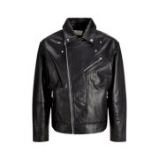 Leren Bikerjas Jack & Jones , Black , Heren