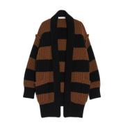 Gestreepte Oversized Vest in Tabak en Zwart Max Mara , Brown , Dames