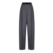 Grijze Wollen Broek met Dubbele Plooi Max Mara , Gray , Dames