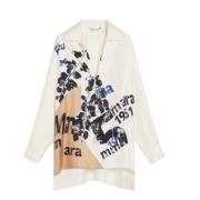 Witte Oversized Zijden Shirt met Bedrukt Motief Max Mara , White , Dam...