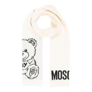 Abstracte Wollen Sjaal met Logo Moschino , White , Dames