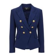 Midnight Blue Double Breasted Blazer Balmain , Blue , Dames