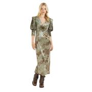 Fluwelen jurk met pofmouwen Alma EN Pena , Green , Dames