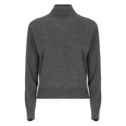 Donkergrijze Wol Hoge Hals Trui Peserico , Gray , Dames