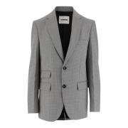 Grijze Wollen Jas Enkelborst Revers Jil Sander , Gray , Dames