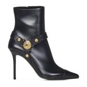 Zwarte Enkellaarzen met Leeuwenmunt Hardware Balmain , Black , Dames