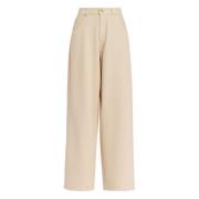 Wijde Pijp Denim Jeans Essentiel Antwerp , Beige , Dames