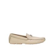 Logo Leren Loafers Dolce & Gabbana , Beige , Heren